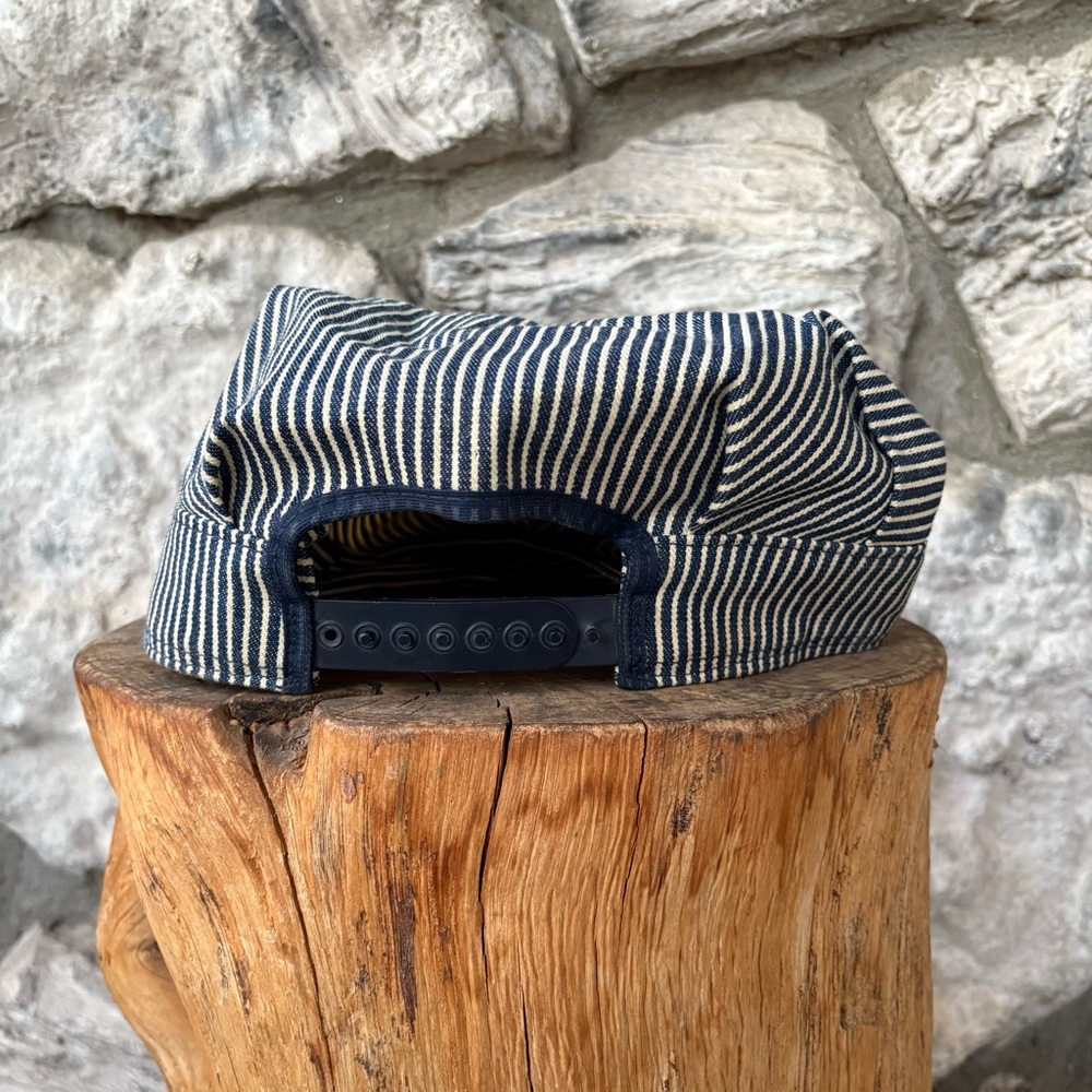Vintage OshKosh B'Gosh Railroad Conductor Hat Hickory Stripe Denim 80s 90s - Picture 3 of 7